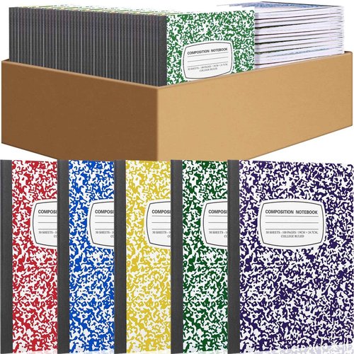 Fainne 60 Pack B5 Composition Notebooks Bulk 7.5 x 9.75'' College Ruled Composition Notebooks 50 Sheets (100 pages) Marble Covers Notebook for School Classroom Office Supplies(Multicolor)