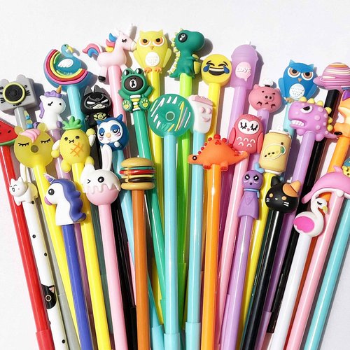 200 Pieces Cute Cartoon Blue Gel Ink Pens Cartoon Animal Writing Pens 0.5 mm Assorted Styles Pens Stationery for School Office Home Student Kids Birthday Present
