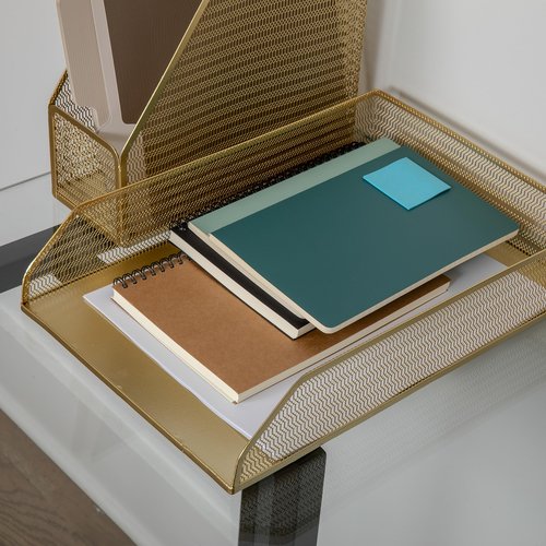 Martha Stewart Ryder Gold Mesh Metal 6 Piece Set Desktop Organizers and Accessories, Holds Files, Magazines, Letters, Pens, Sticky Notes and Business Cards