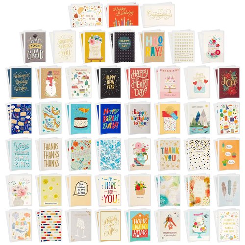 Hallmark All Occasion Boxed Set of Assorted Blank Greeting Cards with Card Organizer & All Occasion Cards Assortment—48 Cards and Envelopes with Card Organizer Box (Polka Dots)