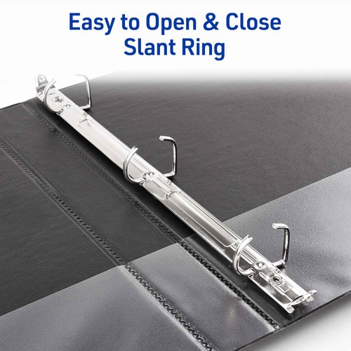 Avery Durable View 3 Ring Binders, 1 Inch Slant Rings, 250-Sheet Capacity, DuraHinge, 1.4 Inch Wide Spines, Customizable Clear Covers and Spines, Black Binders (12-Pack of 17011)