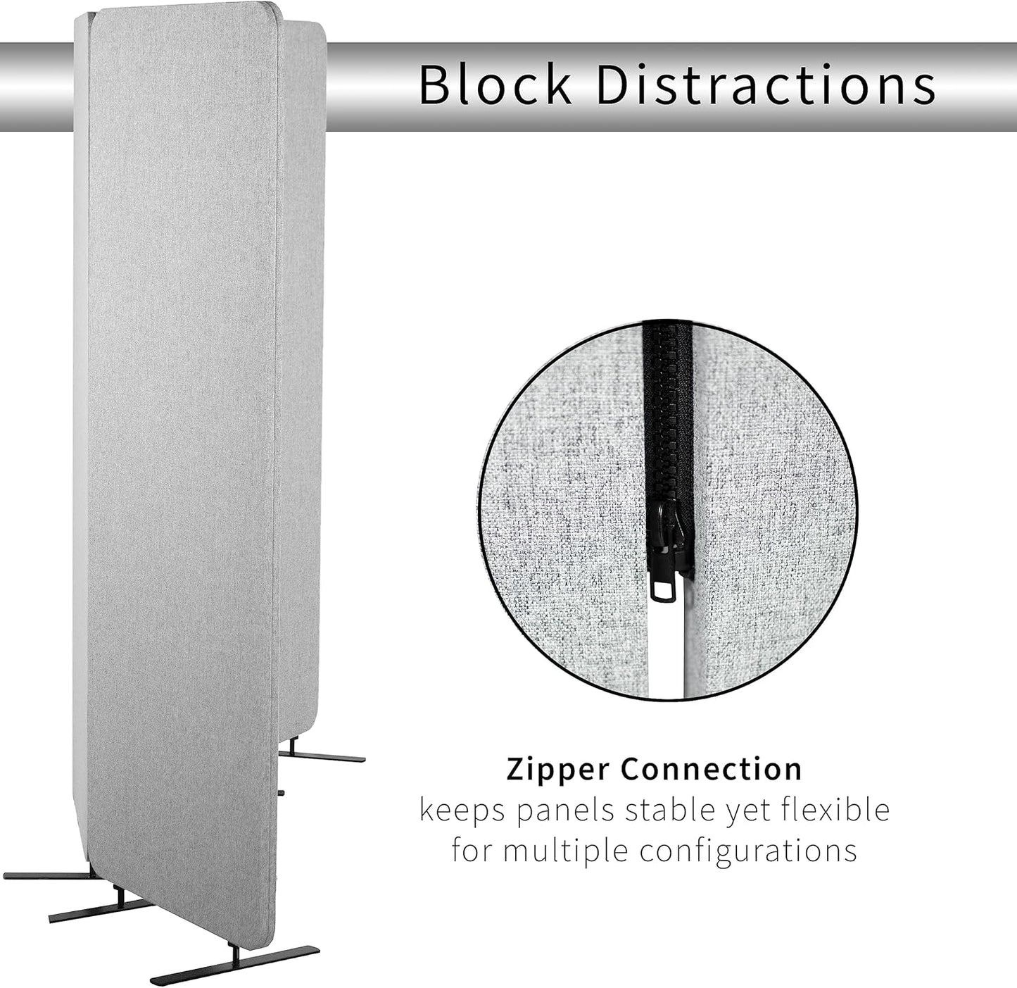VIVO Freestanding Privacy Panel - 72 x 66 Inch Acoustic Wall Divider | Gray Cubicle Partition with 3 Panels