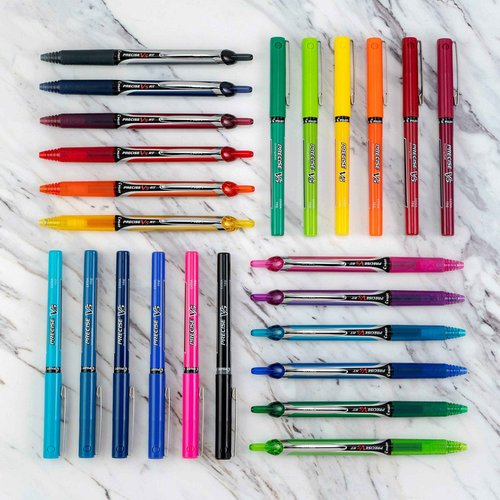 Pilot Precise V5 RT Refillable & Retractable Rolling Ball Pens, Extra Fine Point Pens, 0.5 mm, Vibrant Bulk, Pack of 48 - Ideal for School, Journaling & Office Writing