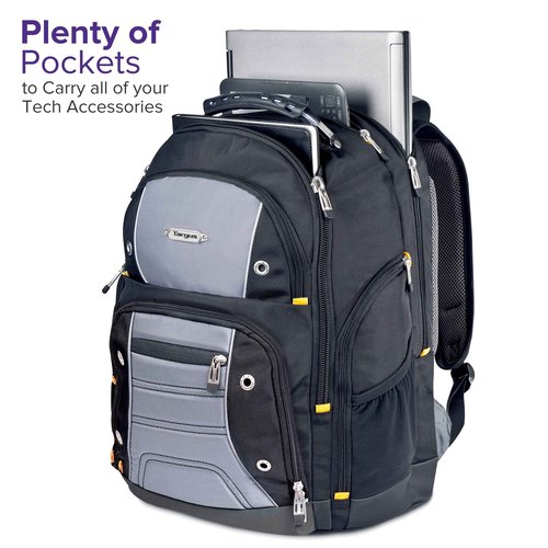 Targus Drifter II Laptop Backpack, Black/Gray – Backpack for Men for Business and Travel, Durable Water-Resistant Material, Fits up to 17" Laptops (TSB239US)
