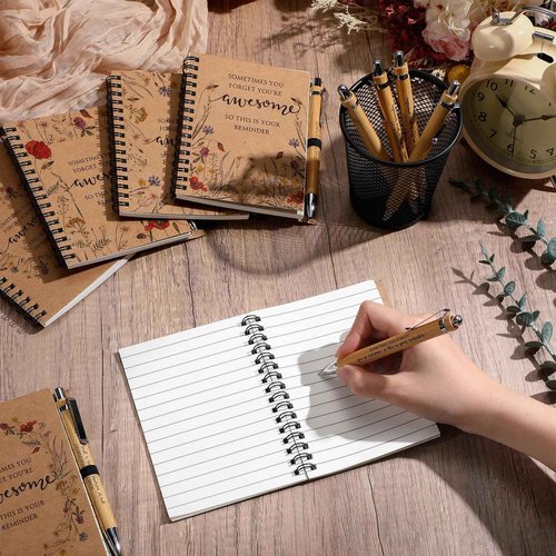 Sayglossy 40 Pcs Christmas Flowers Notepads Pens Gifts Bulk Inspirational Small Floral Pocket Notebooks and Pens Gifts for Mom Women Coworker Employee Teacher Nurse Office School Supplies