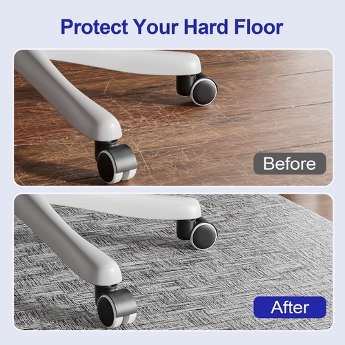 Delamu Office Chair Mat for Hardwood Floor, Non-Slip PVC Woven Computer Desk Chair Mat, 45"×53" Heavy Duty Hard Floor Protector for Rolling Chairs, Light Gray, Not for Carpet