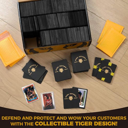 510 Pack Ding Defend Trading Card Shipping Protectors Hard Plastic Card Slab - Tiger Design Card Guard for Collectible Cards, Card Mailing Supplies & Hobby Supplies - 3.5 x 4.5 Inches, Packaging Pads