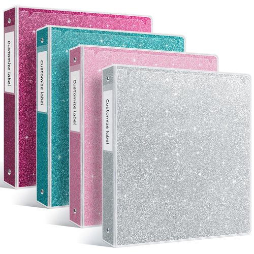 EYROZILL 3 Ring Binder 1 Inch 4 Pack, Fashion Binder with 2 Pockets (Fit 8.5x11 Inches Letter Size Paper) for School Office and Home, Colour Mixture