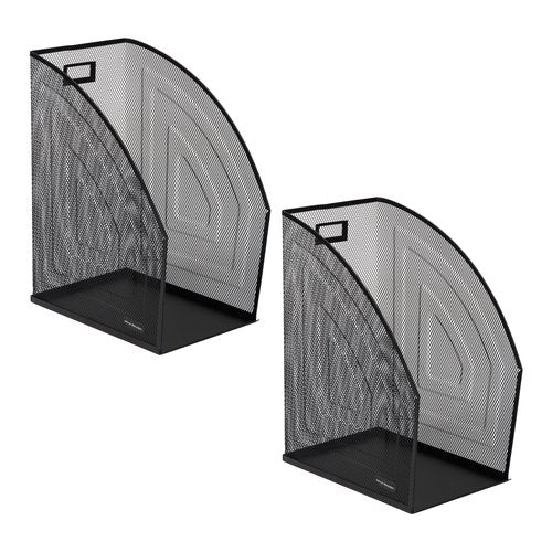 Mind Reader Vertical File Storage, Set of 2, Desktop Organizer, Workspace, Office, Metal Mesh, 6.25" L x 10" W x 12.5" H, Black