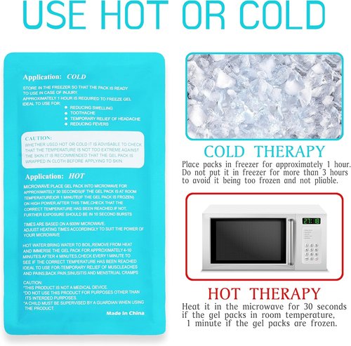 General Medi Reusable Hot & Cold Gel Pack Compress - 3-Pack for Migraine Relief & Muscle Pain