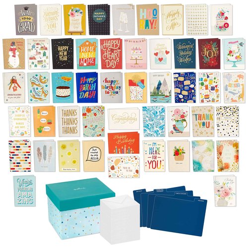 Hallmark All Occasion Boxed Set of Assorted Blank Greeting Cards with Card Organizer & All Occasion Cards Assortment—48 Cards and Envelopes with Card Organizer Box (Polka Dots)