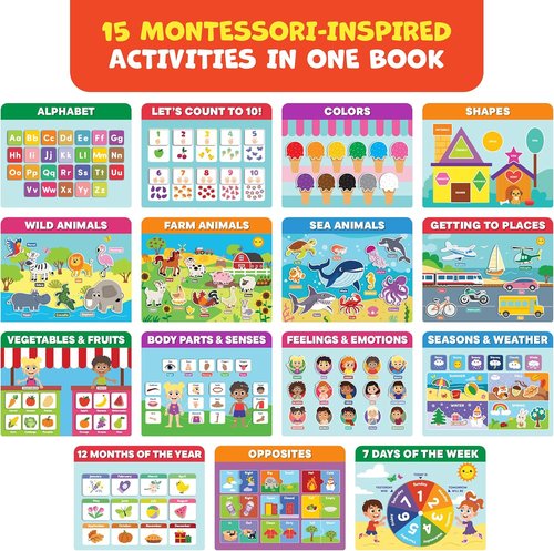 Montessori Preschool Activity Book - 15 Engaging Learning Activities for Kids Aged 3-5