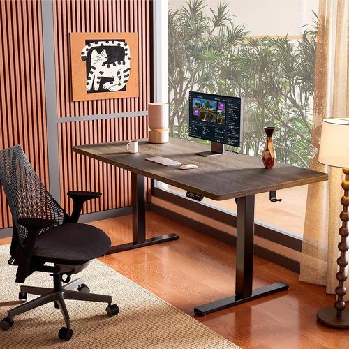 ErGear Electric Standing Desk - Height Adjustable Sit Stand Up Desk, 32 x 19 Inches, Dark Walnut Finish