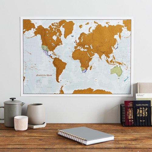 Maps International Scratch Off World Map Poster - 17" x 22" | Travel Tracker & Wall Art