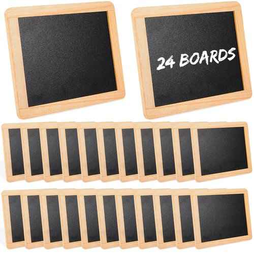 24 Pcs Small Slate Chalkboard Mini Chalk Board with Frames Mini Board Signs School Supplies for Classroom Home Office