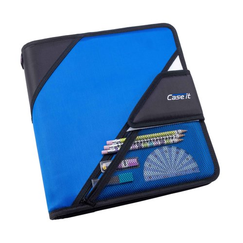 Case-It Open Tab Velcro Closure 2-Inch Binder, 5-Color Tabbed Expanding File, S-826-A Midnight Blue, 4 Pack