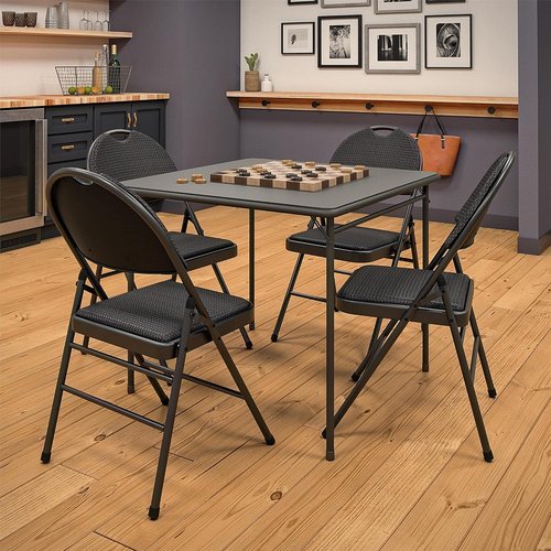 COSCO Commercial Folding Chair - XL Comfort Fabric, Padded Contoured Seat, 300 lb Weight Rating | Black, 4-Pack