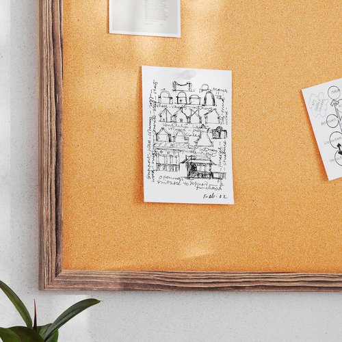 Flash Furniture Rustic Wall Mount Cork Board, for Home, Office, School, Comes with Wood Push Pins, 24" x 36", Torched Brown