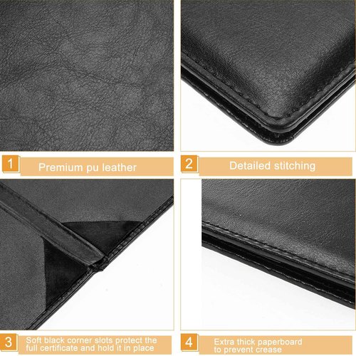 Tenare 20 Pcs Leather Certificate Holder 8.5 x 11 Inch PU Black Red Blue Purple Phd Bachelor Master Diploma Cover Professional Award Folder for Official Graduation Competition Contest Charity (Black)