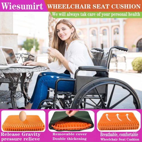 Plus Size Gel Seat Cushion for Long Sitting, Extra Large and Thick Gel Seat Cushion for Pressure Relief for Back, Sciatica, Hip, Tailbone Pain, Used for the Office, Truck, Wheelchair.(Orange)