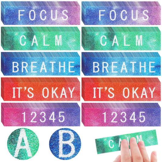 Crtiin 160 Pcs Anxiety Sensory Stickers with Inspirational Quotes Calm Textured Strips Relief Mental Health Stickers School Office Adhesive Sensory Tape Anti Stress Toys (Dreamy Color)
