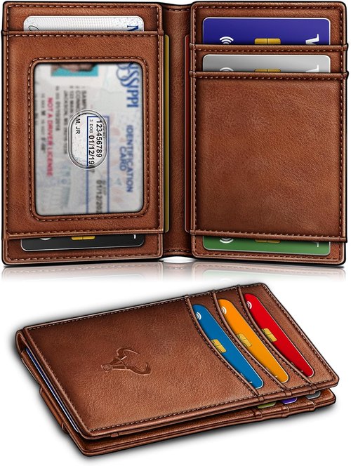 BULLIANT Slim Wallet - Genuine Leather Front Pocket Design | RFID Blocking, Holds 12 Cards & Cash