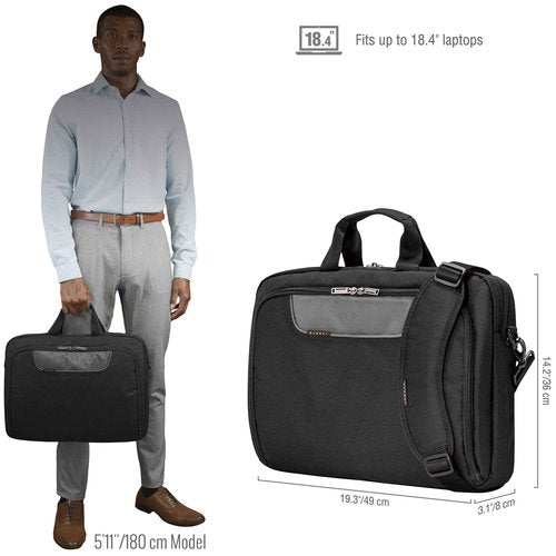 EVERKI Advance Laptop Briefcase 18.4 Inch - Business Briefcase for Men & Women, Ideal Lap Top Computer Bag for Travel, Heavy Duty Laptop Bag, Lap Top Messenger Carrying Case, (EKB407NCH18) Black