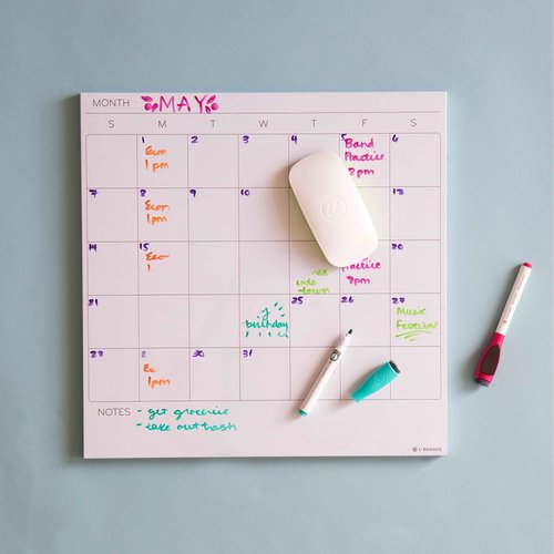U Brands Magnetic Dry Erase Board Value Pack, 16 x 20 Inches, Silver Aluminum Frame (736W00-04) & Magnetic Dry Erase Board Eraser, Felt Bottom Surface, 4.5 x 2.25 x 1 Inches - 581U04-16