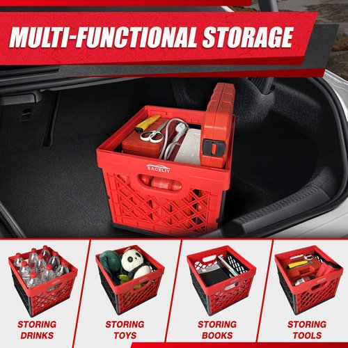 EACELIY 30.49L 2 PACKS Collapsible Stackable Storage Containers,2-Pack 30.49L Space-Saving Foldable Organizer Bins with Lids, Leakproof Kitchen Bathroom Garage Organizing Baskets