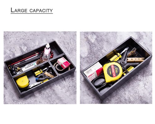 Sansnow Bamboo Drawer Organizer Box for Office Home Black Orgnizer Boxes Office Organizer Boxes, Black 12"*4"