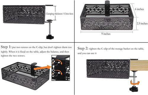 Aurynns Clip-on Drawer organizers,desk organizer,can be clipped around the table to store small items (black)