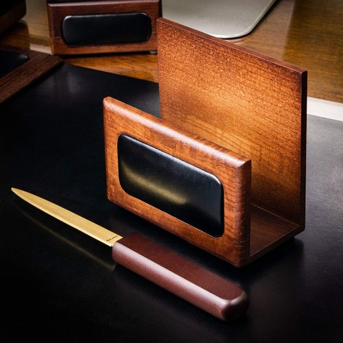Dacasso Walnut and Leather Letter Holder