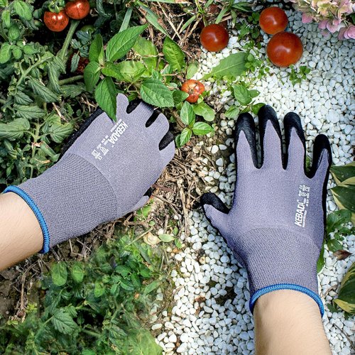 Kebada Nitrile Coated Work Gloves - 12 Pairs of Safety Gloves for Gardening & Light Duty | Large