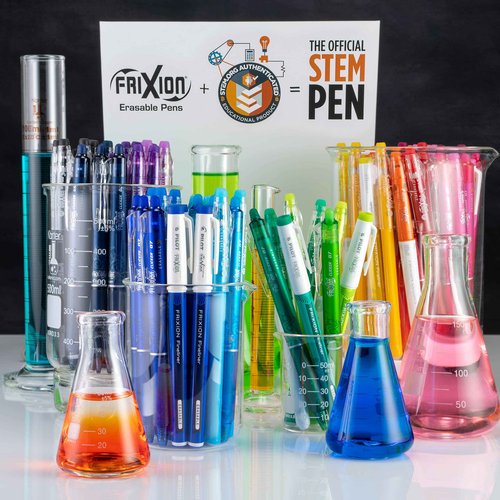 Pilot, FriXion ColorSticks Erasable Gel Ink Pens, Fine Point 0.7 mm, Tub of 36, 24 Black & 12 Blue