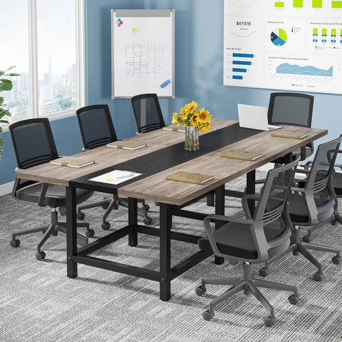 Tribesigns Small Conference Room Table for 4 People, Rustic Square 39.4L X 39.4W X 29.52H Inches Wood Computer Desk for Home Office, Conference Room,Small Space (Chair not Included)