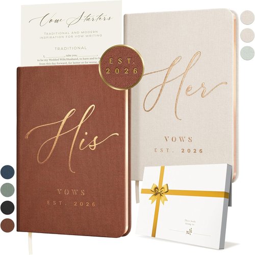 Custom 2026 Vow Books - Ivory & Terracotta Linen Wedding Vow Books for Brides & Grooms | Perfect Elopement Essentials
