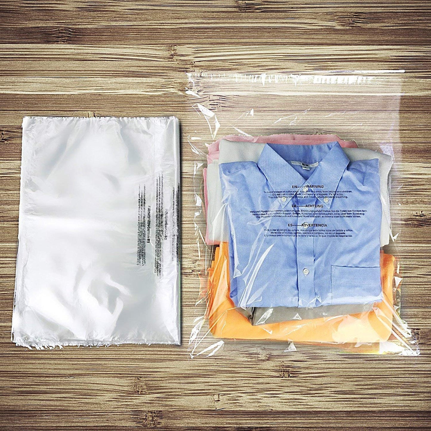 Becko US 18 X 24 Inch (100 Count) Self Seal Clear Poly Plastic Bags with Suffocation Warning for Shipping, Packaging Clothes, Backpacks, Bedding, Dustproof & Permanent Adhesive