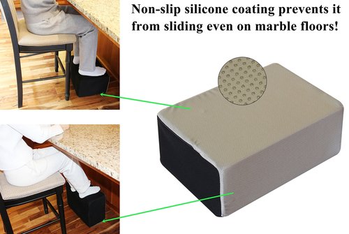 InteVision Extra Large 2-in-1 Footrest for Added Height - Premium Foam Cushion Works Great for Under Desk or bar - Will not Slide on Any Surface (17.5" X 12" x 8")