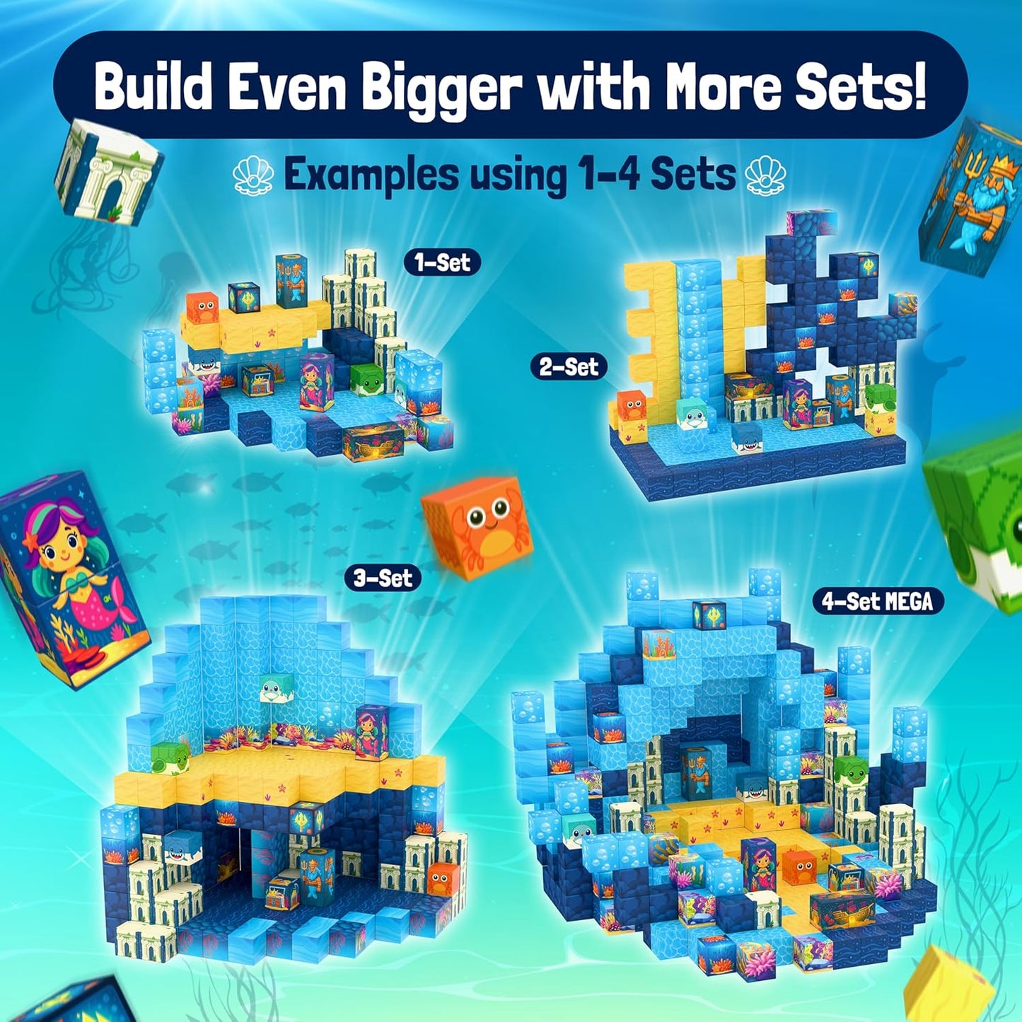 Skiennix Light Up Magnetic Building Blocks - 120 PCS STEM Educational Toy for Kids 3+ | 1 Inch Magnet Cubes