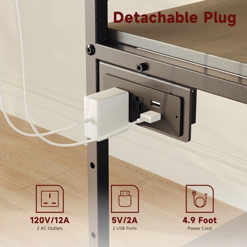 RoleDec 2-Tier Large Under Desk Printer Stand with Storage, 3D Printer Table with Height Adjustable Shelf & Charging Plug, Rolling Cart with Wheels for Home Office (Obsidian Black)