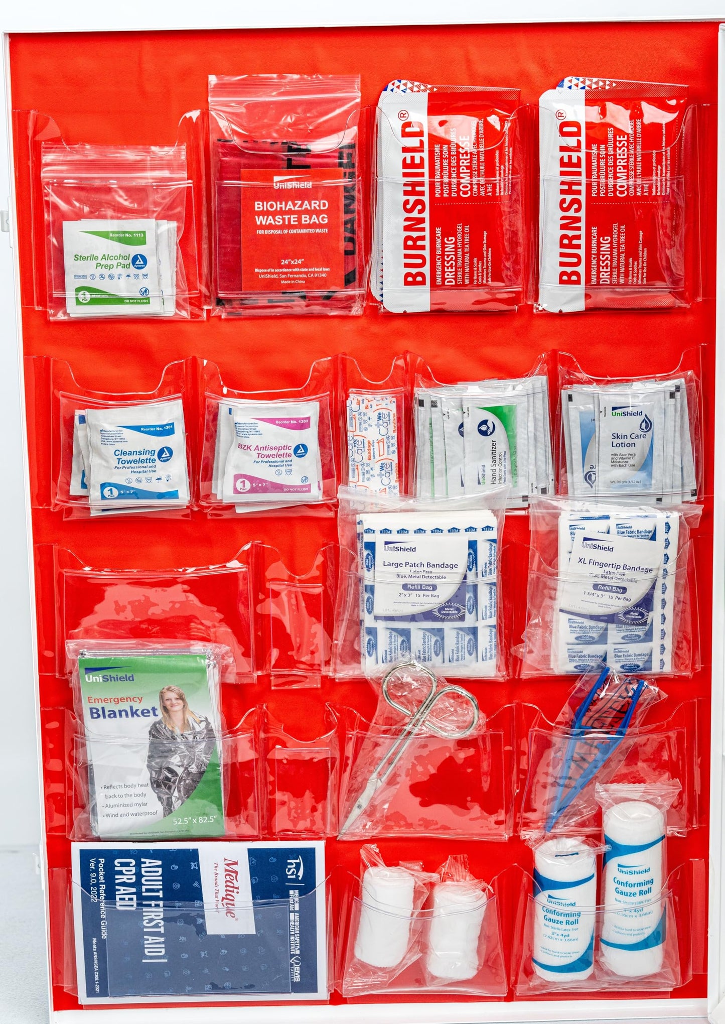 UniShield 4-Shelf Restaurant Metal 1st Aid Cabinet Class B, Large Capacity First Aid Wall Mount Medicine Cabinet, Secure Metal Med Box with Easy Access, Exceeds OSHA/ANSI Z308.1 2015, Over 1250 Pieces