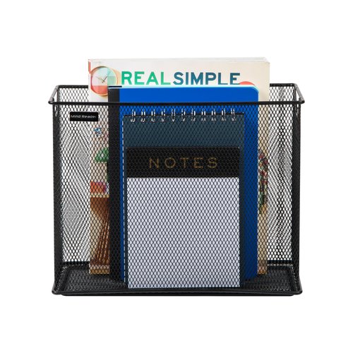 Mind Reader Vertical File Storage, Desktop Organizer, Hanging Files, Office, Metal Mesh, 12.25"L x 5.5"W x 10"H, Black