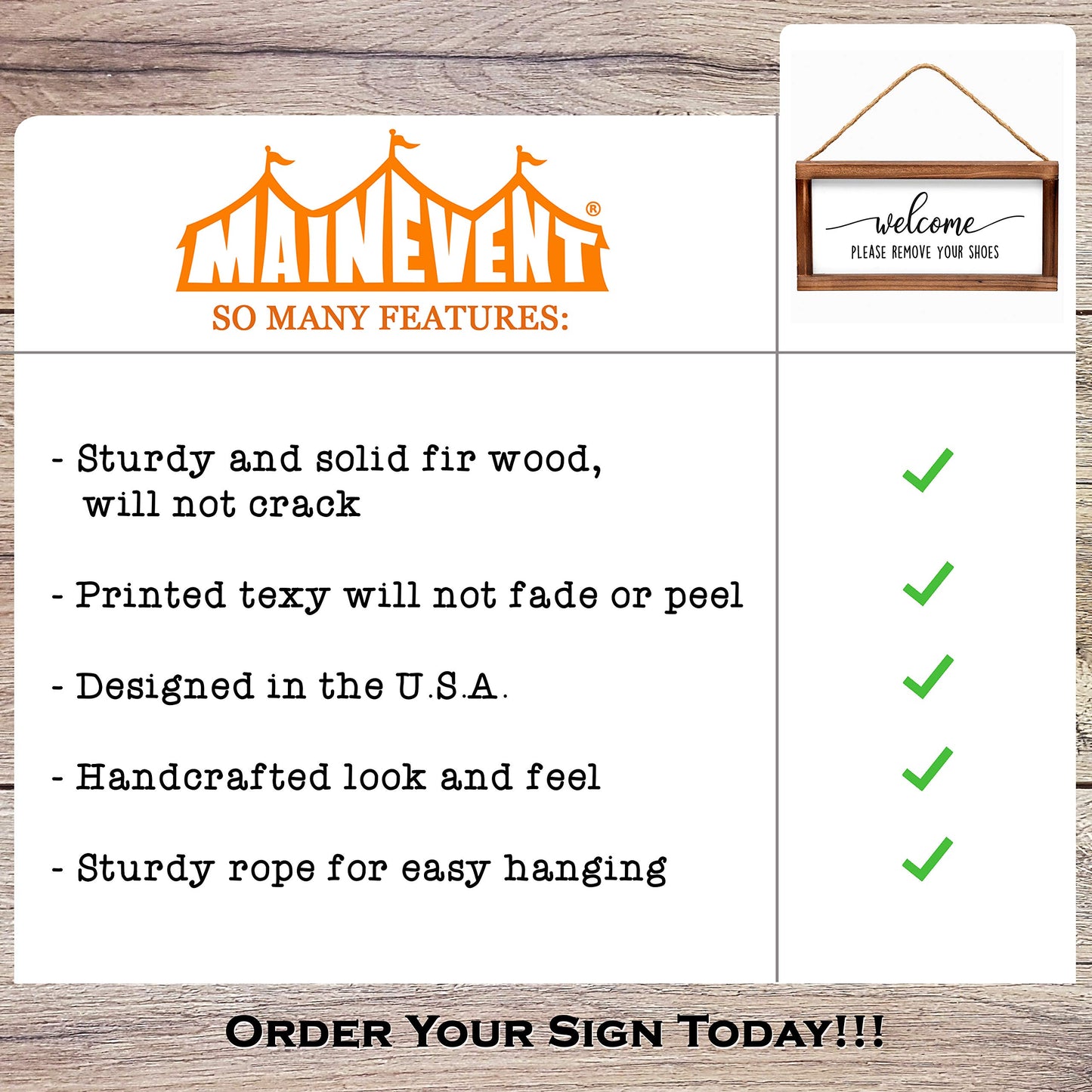 Please Remove Your Shoes Off Front Door Sign 6x12 Inch, No Shoes Home Farmhouse Decor