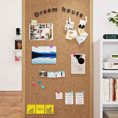 Yenhome 35.8"X118" Cork Board Bulletin Board for Office Decorative Self Adhesive Shelf Liner Large Cork Sheet Roll Renter Friendly Removable Thin Brown Natural Cork Contact Paper Peel and Stick