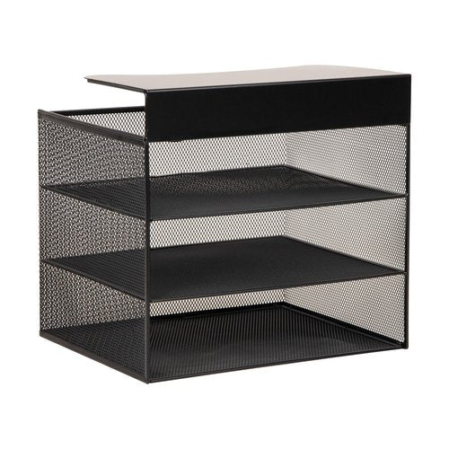 Mind Reader Slide-On Under Desk File Organizer, No Tools Required, Hanging Storage for Laptops, Folders, and Notebooks, Metal, Black
