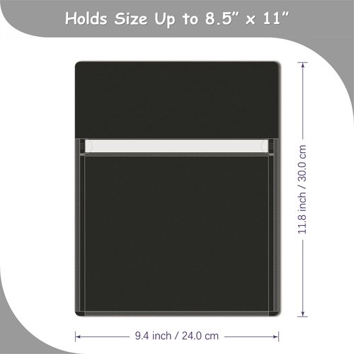 IMAGAME Magnetic Pocket 4 Pack – Self-Adhesive Magnetic Storage Pouch for Documents, Notes & Tools, Strong Magnet Backing for Fridge, Whiteboards, and Metal Surfaces (Black 4Pcs)