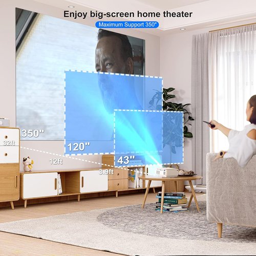 4K Projector by [Brand Name] - Native 1080P, 12000 Lumen Outdoor Movie Projector with 120'' Screen | WiFi & Bluetooth Compatible