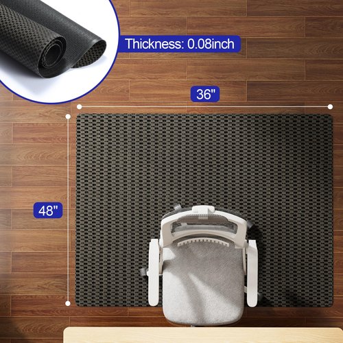 Delamu Office Desk Chair Mat for Hardwood Floor, 36"×48" Under Desk Floor Protector for Computer Gaming Chairs, Anti-Slip Woven Desk Chair Mats for Office Home (Black Brown)