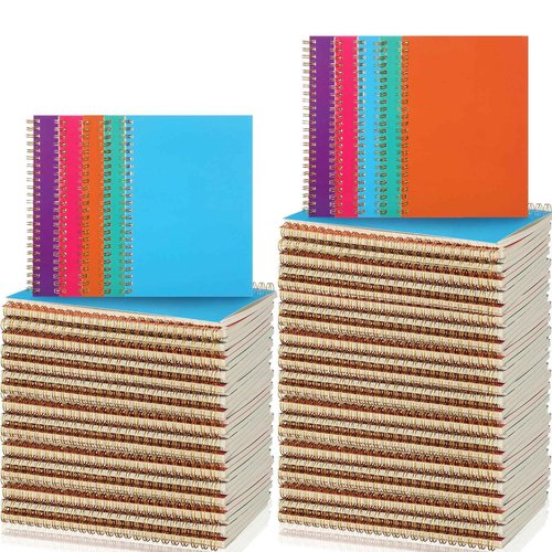 PerKoop 100 Pack Spiral Notebook 8.3 x 5.5 Inch College Ruled Notebook Bulk A5 Wide Ruled Journals Bulk 1 Subject 50 Sheets Thick Diary Notebooks for School, Office Business, Home Use(Colorful)