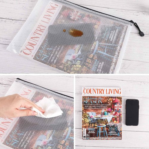 EOOUT 54pcs Mesh Zipper Pouch, Includes 30pcs 8 Sizes Bags and 24pcs A4 Sizes Zipper Bag for Home Office Supplies